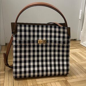 Tory Burch Lee Radziwill Black And White Gingham Bag